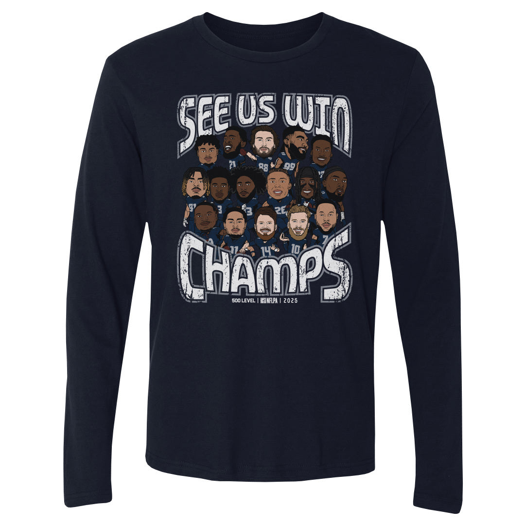 Seattle Football 2025 Champs Cartoon WHT