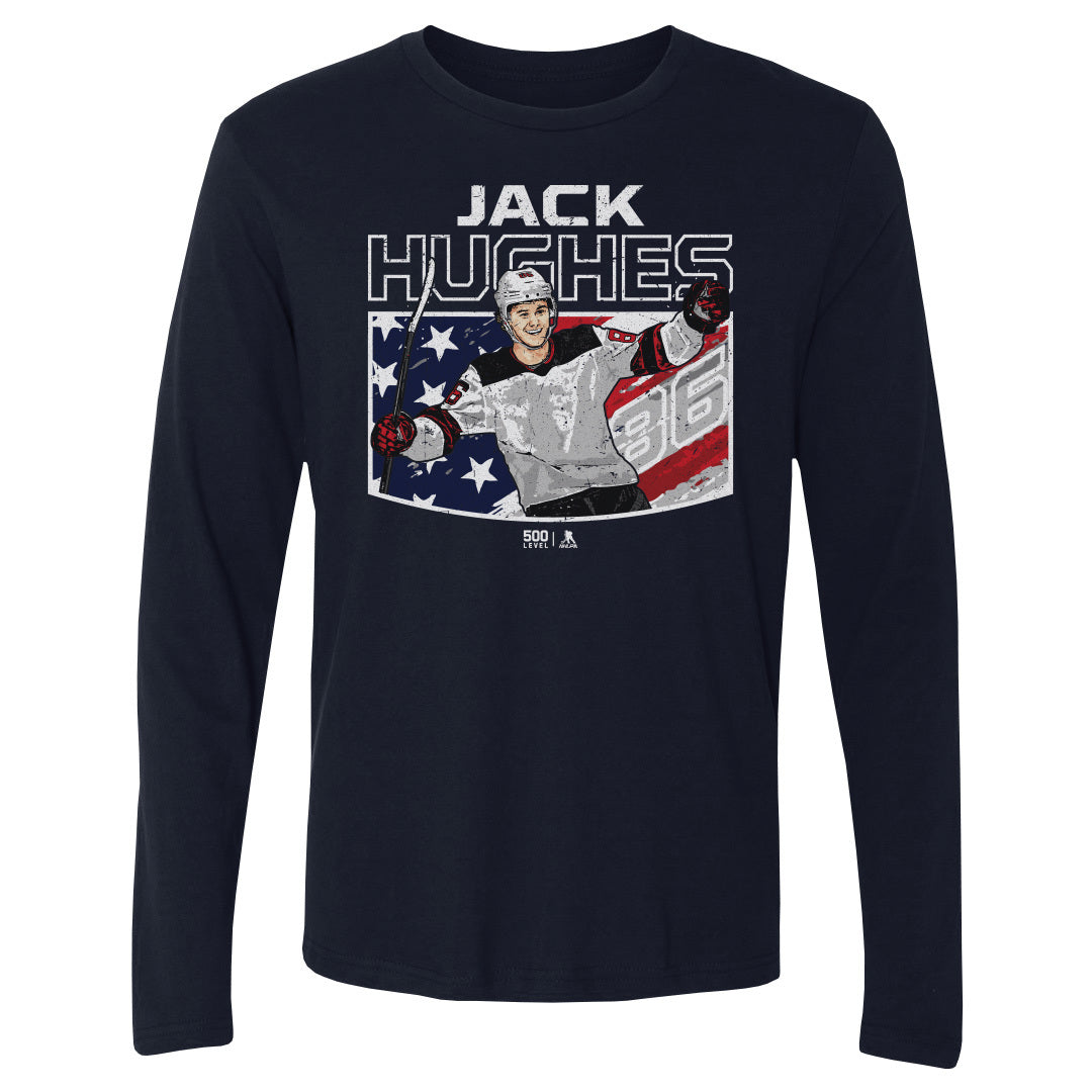 Jack Hughes New Jersey American Flag WHT