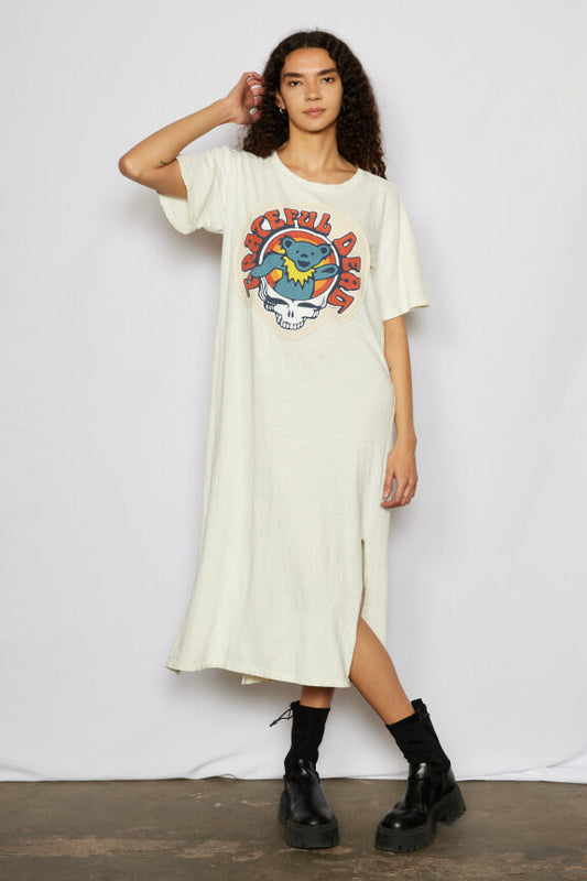 Grateful Dead Bear Maxi Dress Womens T Shirt dress White