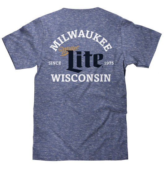 Miller Lite Milwaukee Wisconsin Mens T Shirt Royal Blue Snow Heather