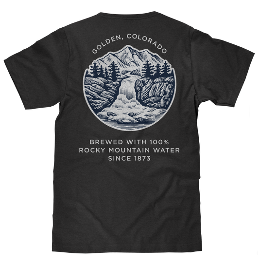 Made in the USA Coors Banquet Golden Colorado Front and Back Beer Mens T Shirt Asphalt Gray