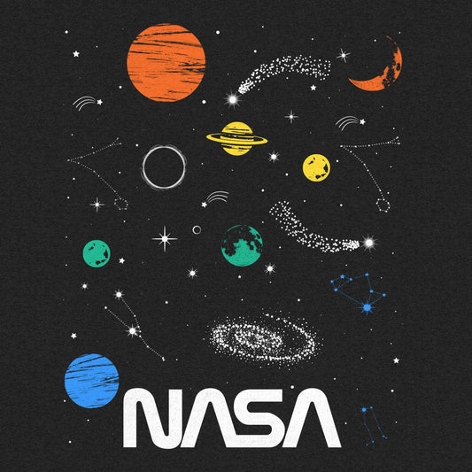 NASA Planets and Stars Space Mens T Shirt Black
