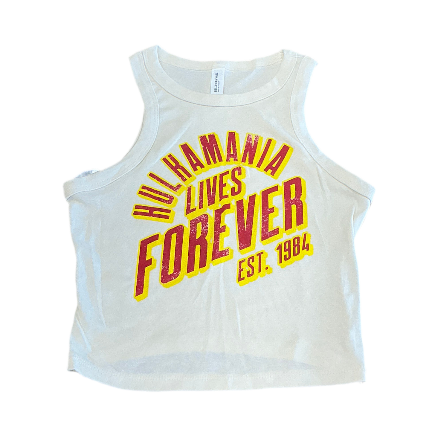 Hulk Hogan Hulkamania Lives Forever Womens Crop Tank Top Shirt White