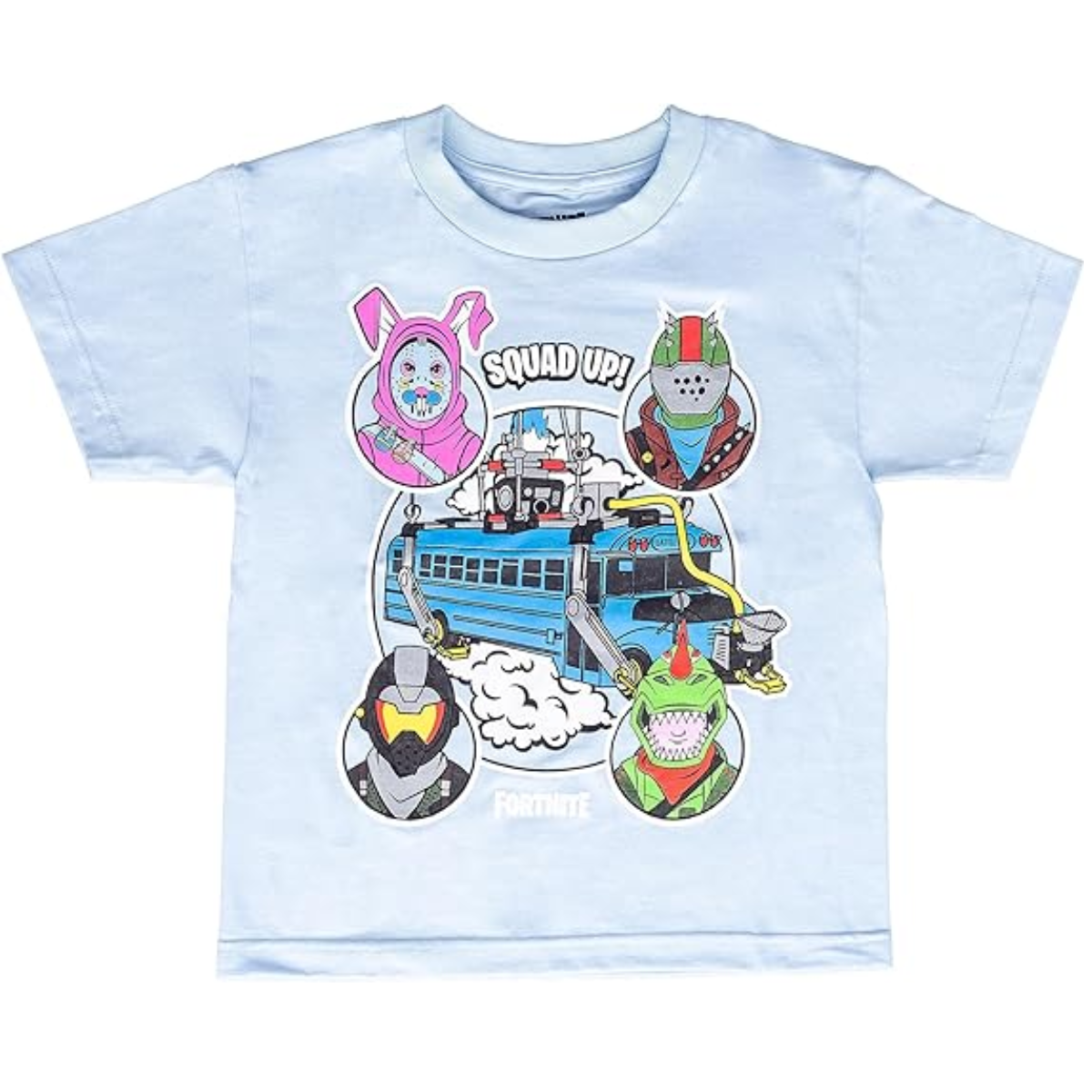 Fortnite Bus Crew Light Blue Youth T Shirt