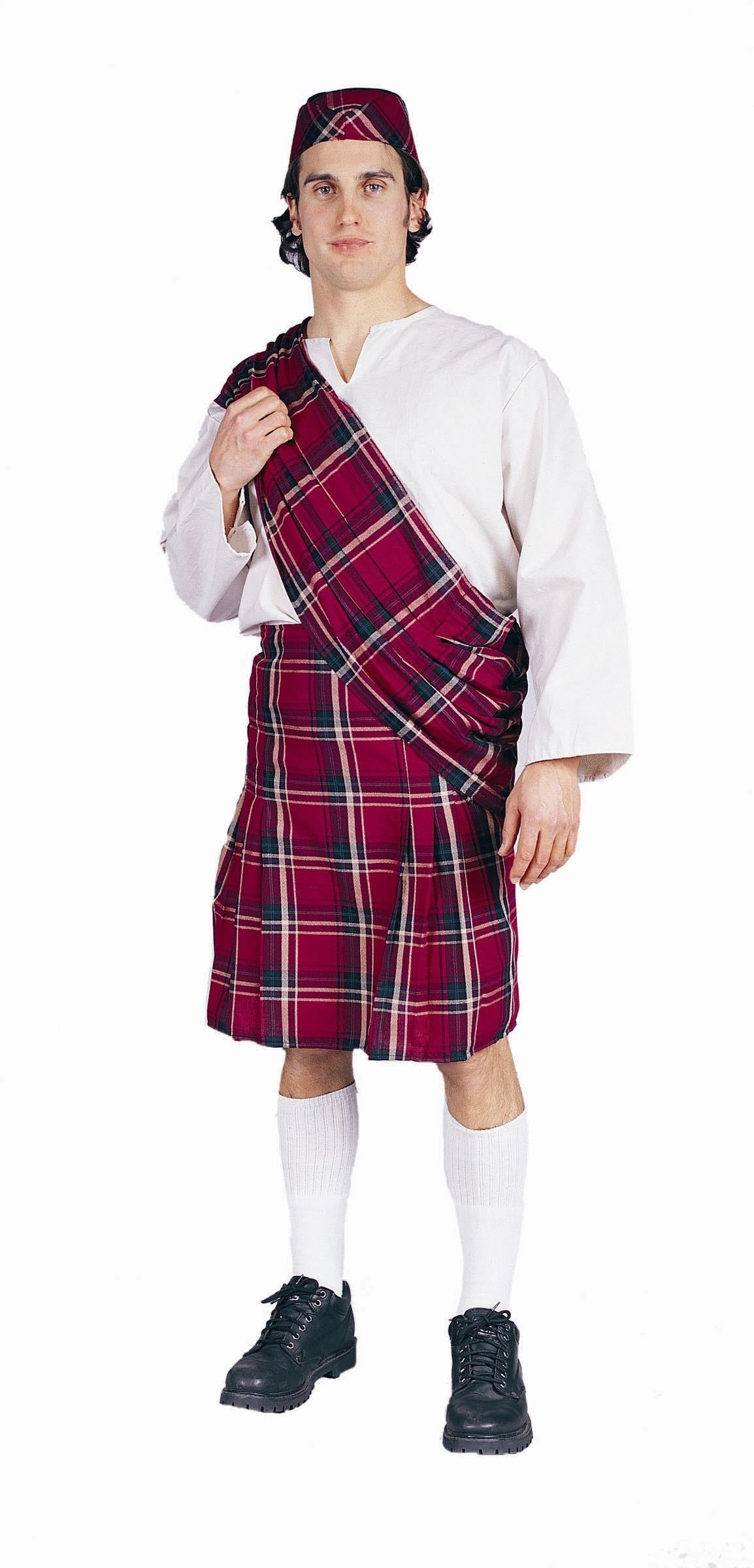 Scott Adult Costume Scottish Kilt and Hat