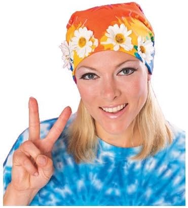 Feeling Groovy Tyedye Hippie Bandana with Daisies