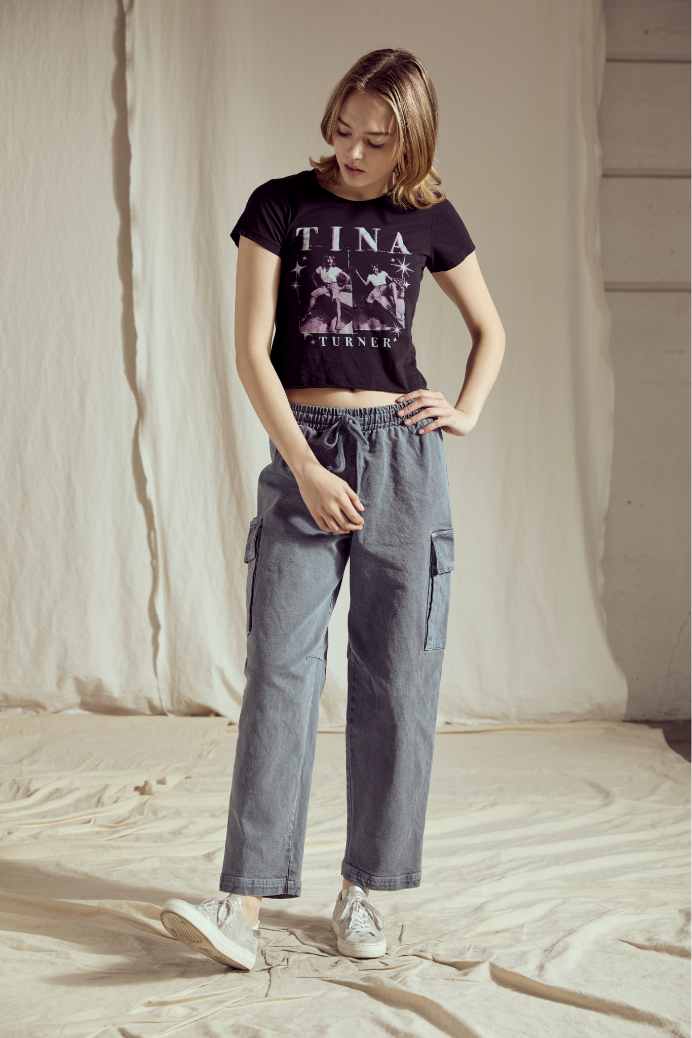 Tina Turner Crop Tee Womens T Shirt Black