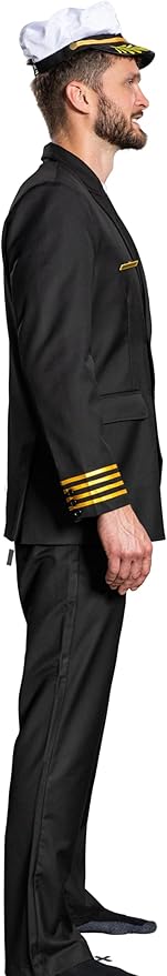 Adult Men's Pilots Uniform Halloween Cosplay Costume Deluxe Set