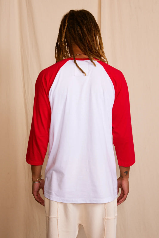 Grateful Dead Stealie Baseball Mens Tee Raglan T Shirt White Red