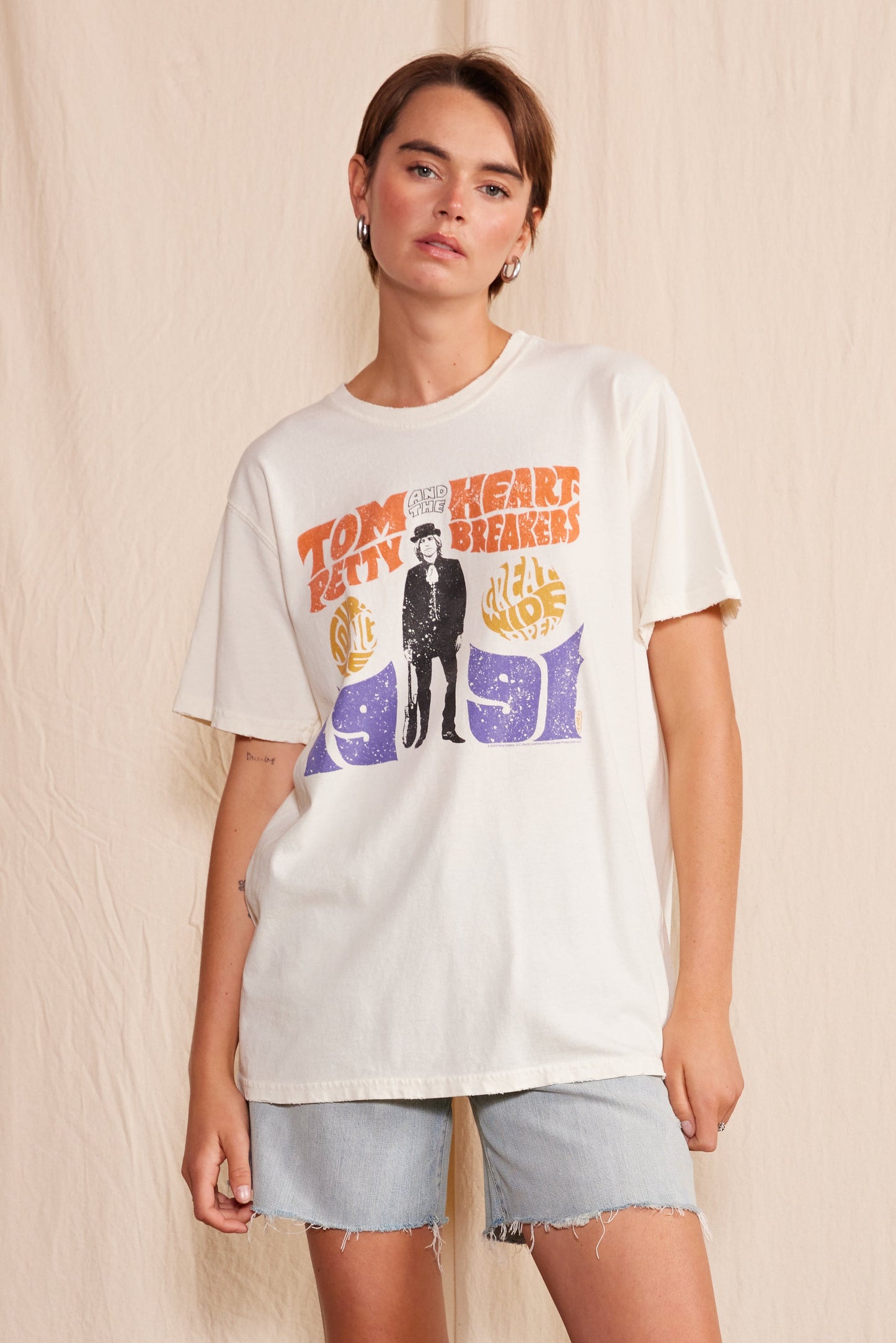 Tom Petty Great Wide Open Crew Neck Tee Womens T Shirt White