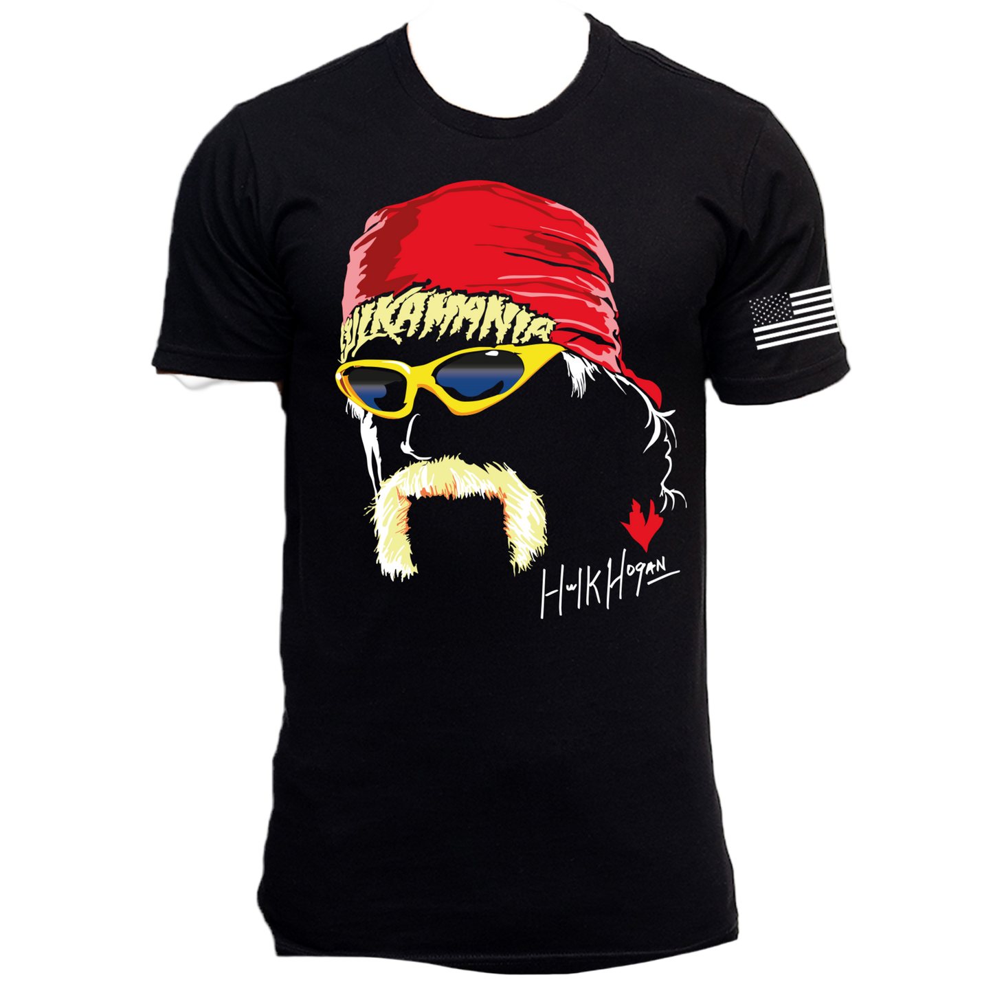Hulk Hogan Mustache Mens T Shirt Black