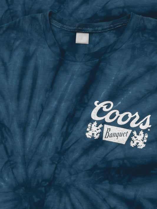 Coors Banquet Beer Logo Mens T Shirt Navy Blue Spider Tie Dye