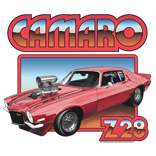 70s Chevrolet Camaro Z28 Ringer Mens T Shirt White/Red