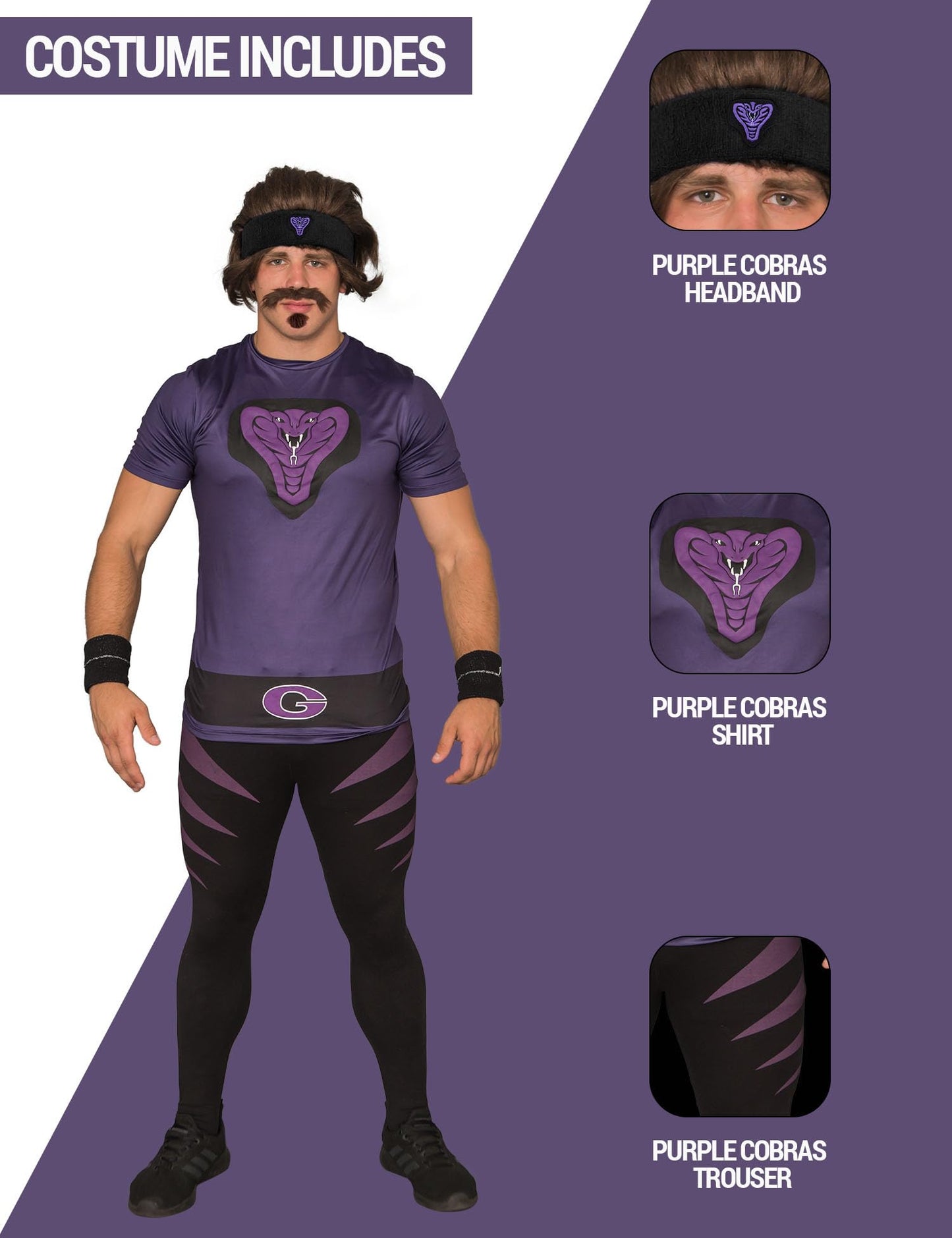 Dodgeball Purple Cobras Adult Costume Set