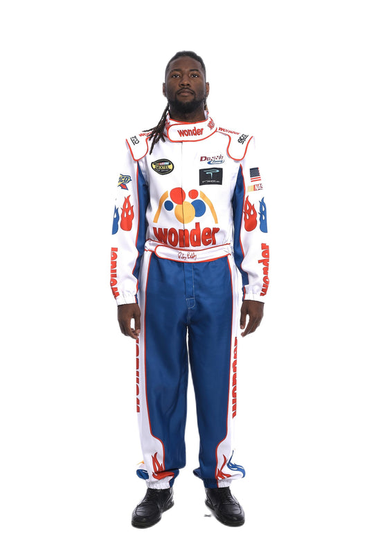 WonderBread Jumpsuit: Ricky Bobby Race Driver Costume Mashup (No Embroidery) for Adult Halloween Cosplay