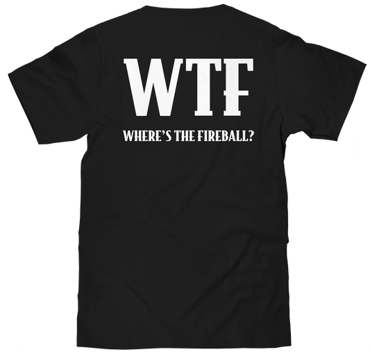 Where's The Fireball Whisky WTF Dragon Mascot Mens T Shirt Black