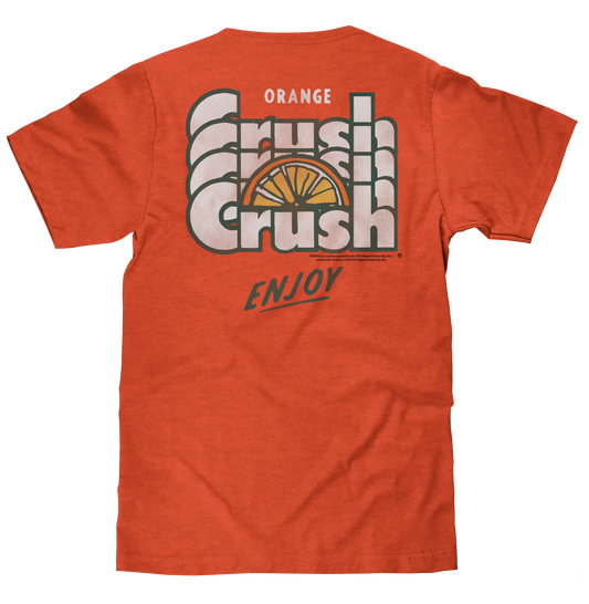 Orange Crush Soda Front and Back Print Mens T Shirt Orange Heather