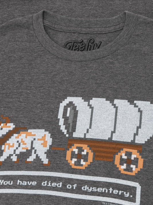 The Oregon Trail You Have Died of Dysentery Video Game Quote Mens T Shirt Heather Graphite