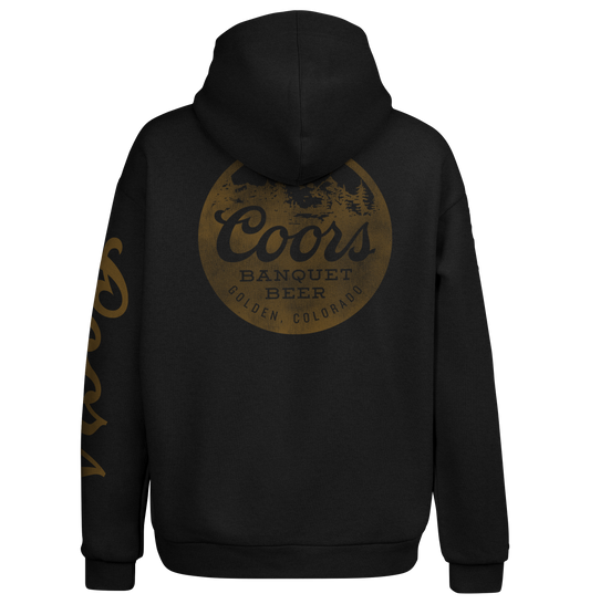 Coors Banquet Beer Double Sided with Sleeve Print Hooded Sweatshirt Hoodie Black