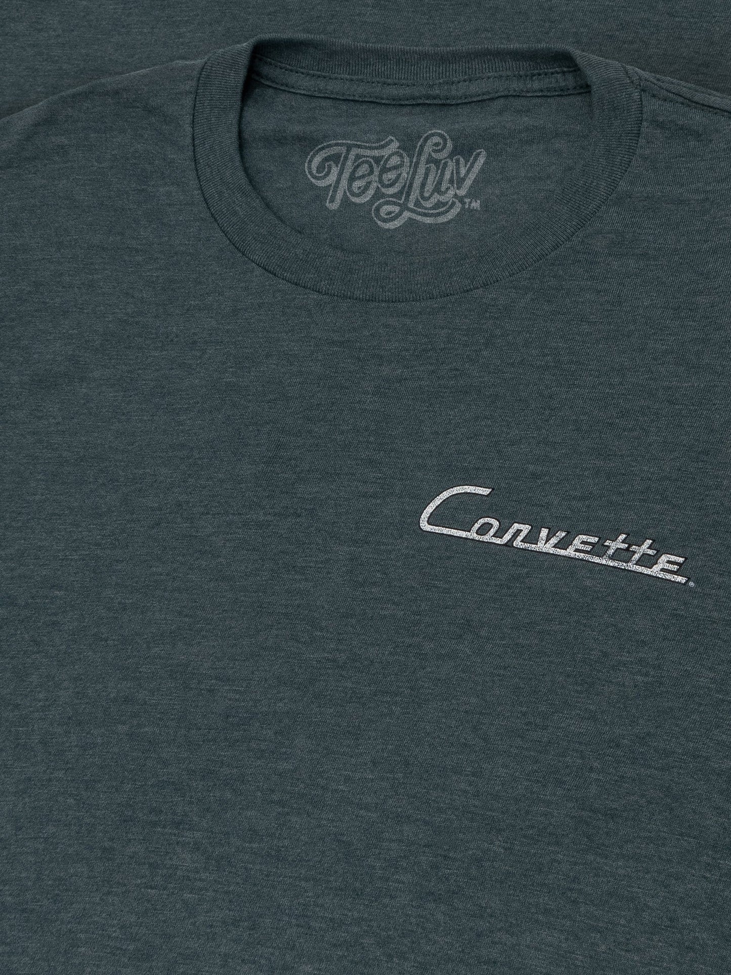 Chevy Corvette C1 Front and Back Print Mens T Shirt Navy Blue Heather