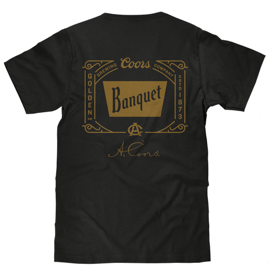 Coors Banquet Beer Double Sided Brewery Logo Mens T Shirt Vintage Black