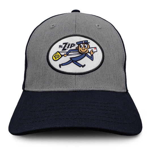 USPS Mr Zip Mesh Back Adjustable Hat Gray and Navy Blue