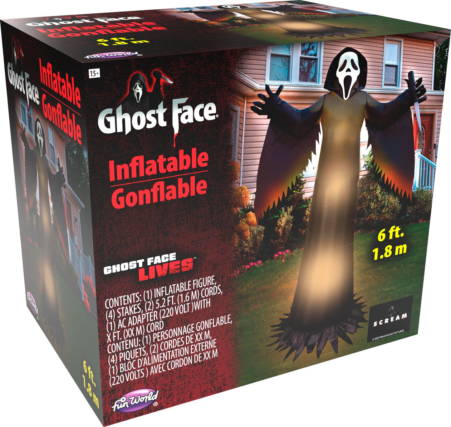 6 FT Ghost Face Lawn Light Up Inflatable
