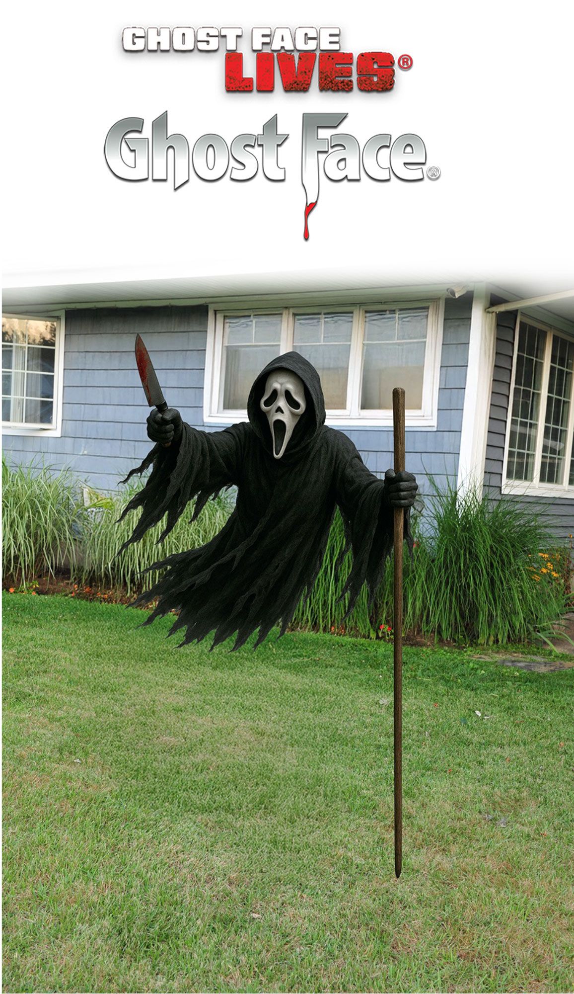 5' Flying Ghost Face Lawn Prop
