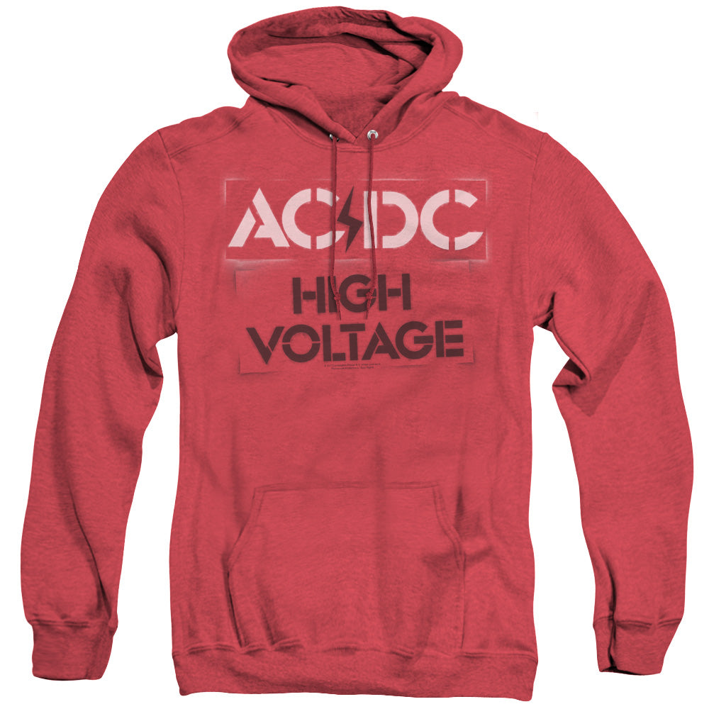 Acdc High Voltage Stencil Heather Mens Hoodie Red