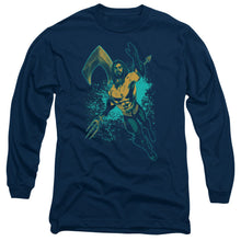 Load image into Gallery viewer, Aquaman Movie Make A Splash Mens Long Sleeve Shirt Navy