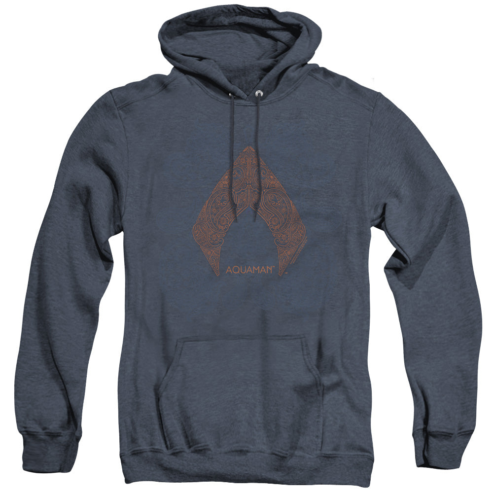 Aquaman Movie Aqua Paisley Heather Mens Hoodie Navy