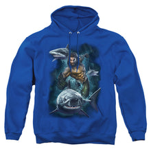 Load image into Gallery viewer, Aquaman Movie Swimming With Sharks Mens Hoodie Black
