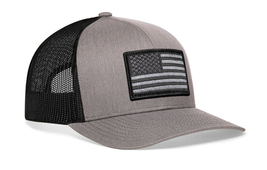 American Flag Trucker Haka Hat Gray-Black USA Tactical Snapback