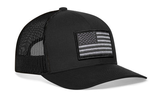 American Flag Trucker Haka Hat Black USA Tactical Snapback