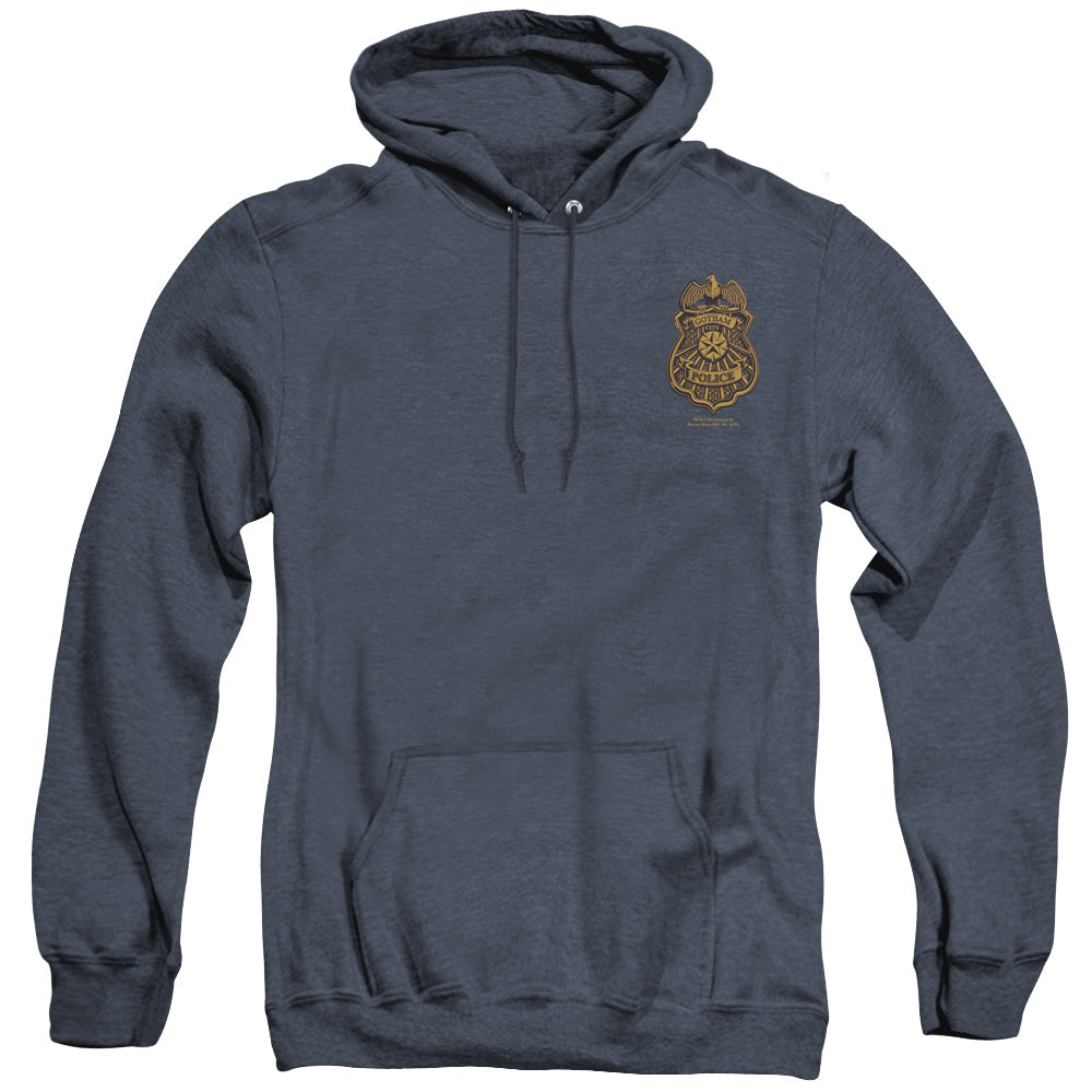 Batman Arkham Knight Gotham Badge Heather Mens Hoodie Navy Blue