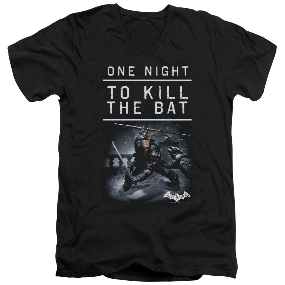 Batman Arkham Origins One Night Mens Slim Fit V Neck T Shirt Black