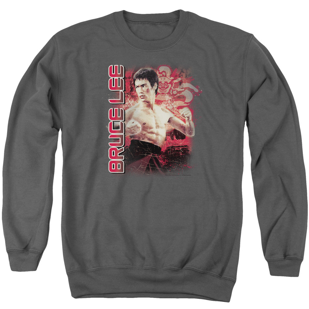 Bruce Lee Fury Mens Crewneck Sweatshirt Charcoal Officially Licensed