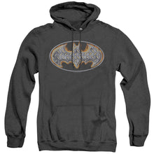 Load image into Gallery viewer, Batman Steel Fire Shield Heather Mens Hoodie Black