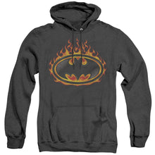 Load image into Gallery viewer, Batman Bat Flames Shield Heather Mens Hoodie Black