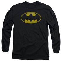 Load image into Gallery viewer, Batman Washed Bat Logo Mens Long Sleeve Shirt Black
