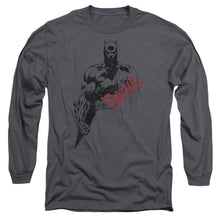 Load image into Gallery viewer, Batman Sketch Bat Red Logo Mens Long Sleeve Shirt Charcoal