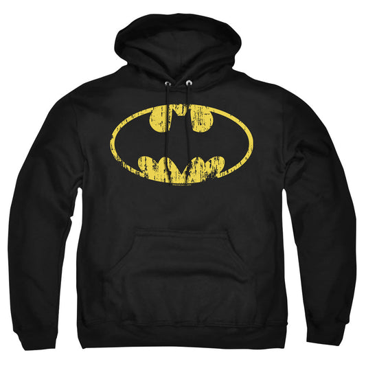 Batman Classic Logo Distressed Mens Hoodie Black