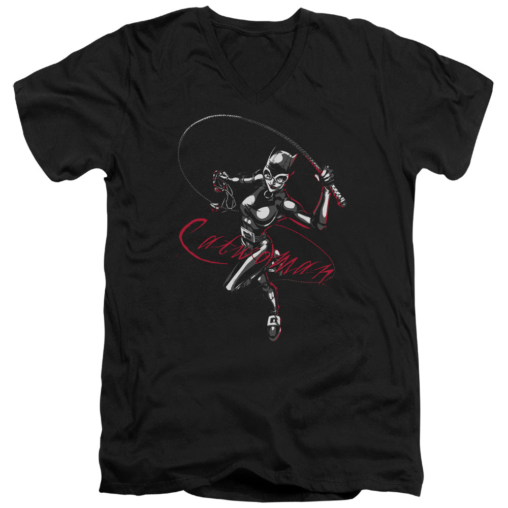 Batman Kiten With A Whip Mens Slim Fit V Neck T Shirt Black