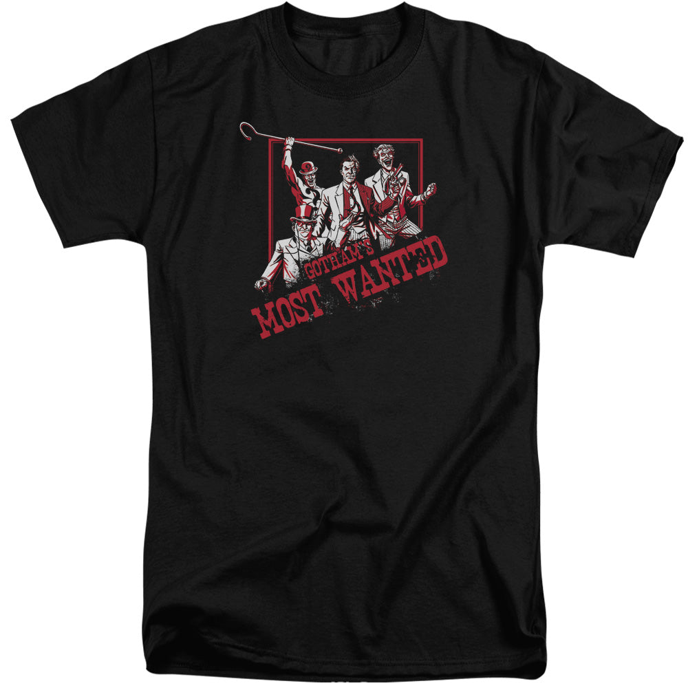 Batman Gothams Most Wanted Mens Tall T Shirt Black
