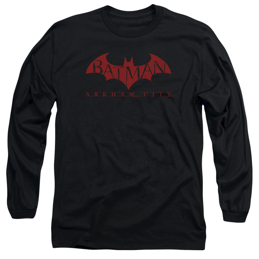 Arkham City Red Bat Mens Long Sleeve Shirt Black