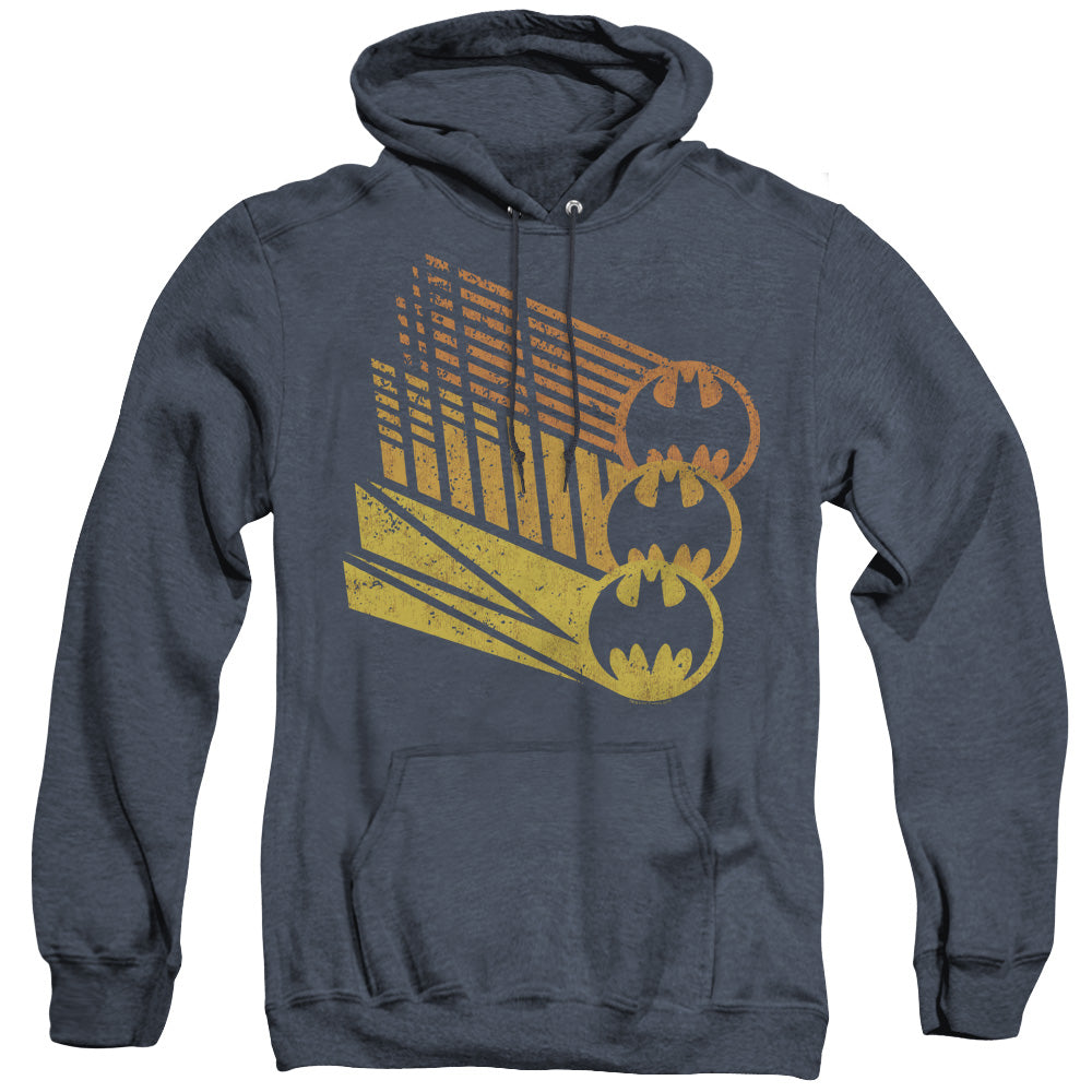 Batman Bat Signal Shapes Heather Mens Hoodie Navy Blue