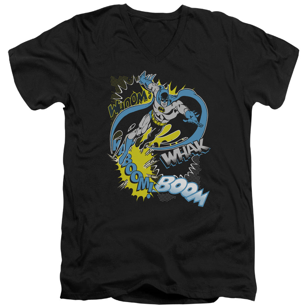 Batman Bat Effects Mens Slim Fit V Neck T Shirt Black
