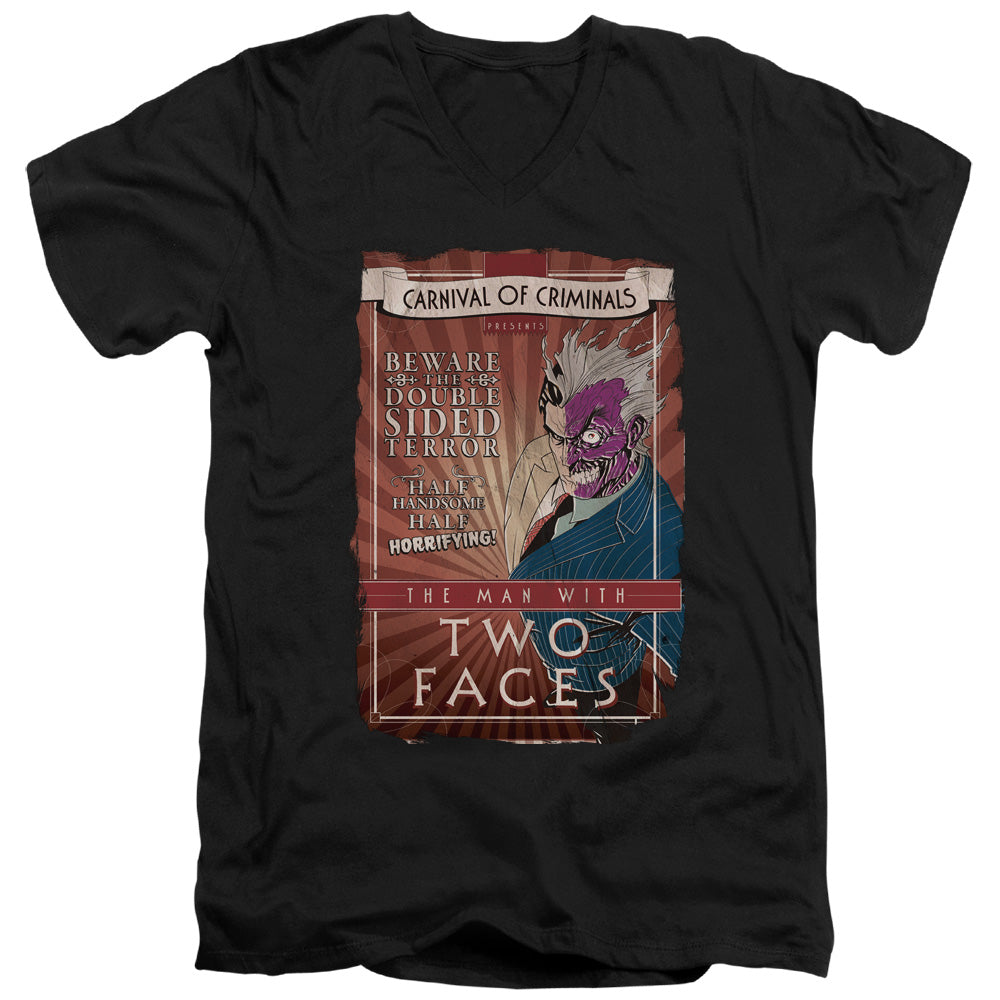 Batman Two Faces Mens Slim Fit V Neck T Shirt Black