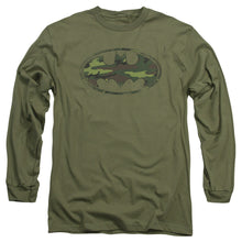 Load image into Gallery viewer, Batman Distressed Camo Shield Mens Long Sleeve Shirt Military Green