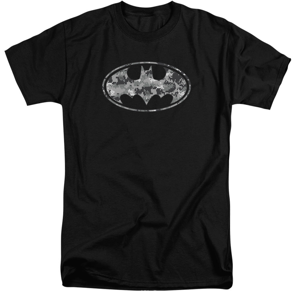 Batman Urban Camo Shield Mens Tall T Shirt Black